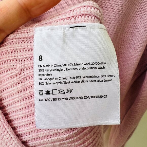 Lululemon merino wool blend ribbed sweater, pink, Size 8 D30 - Picture 6 of 7